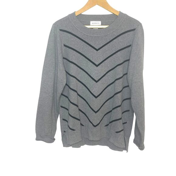 Liz Claiborne Gray and Black Striped Sweater Size XL - Picture 1 of 10